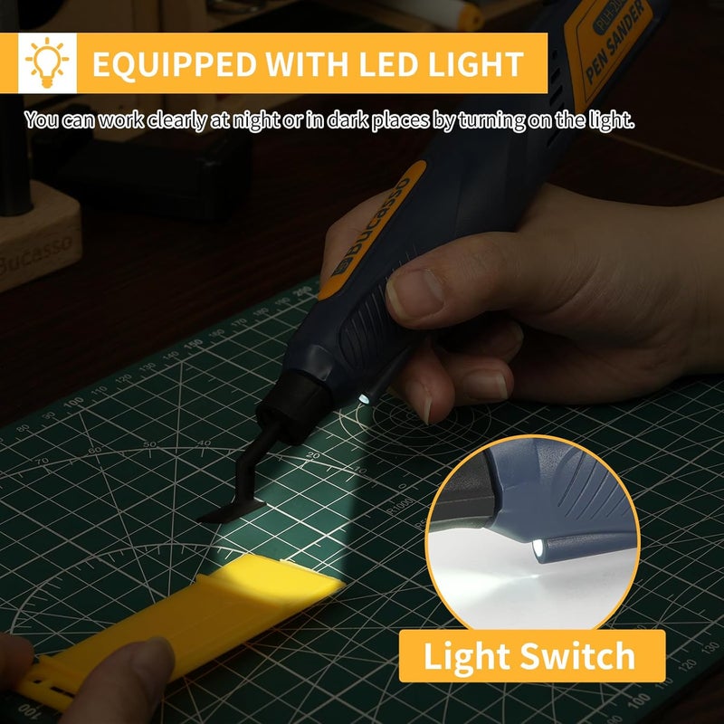 Bucasso Cordless Pen Sander, 5-Speed and USB Charging with LED Light, Multi-Purpose Power Tool, Mini Power Sander for Sanding, Polishing, Finishing, DIY Crafts - Image 5